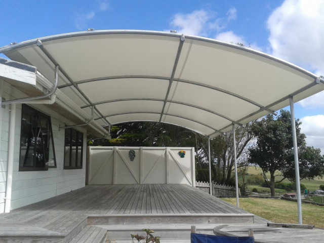 Canopy over a deck, galvanised frame