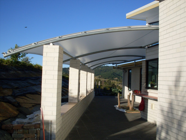 Outdoor dining area, rear view- Canopy frame, galvanised